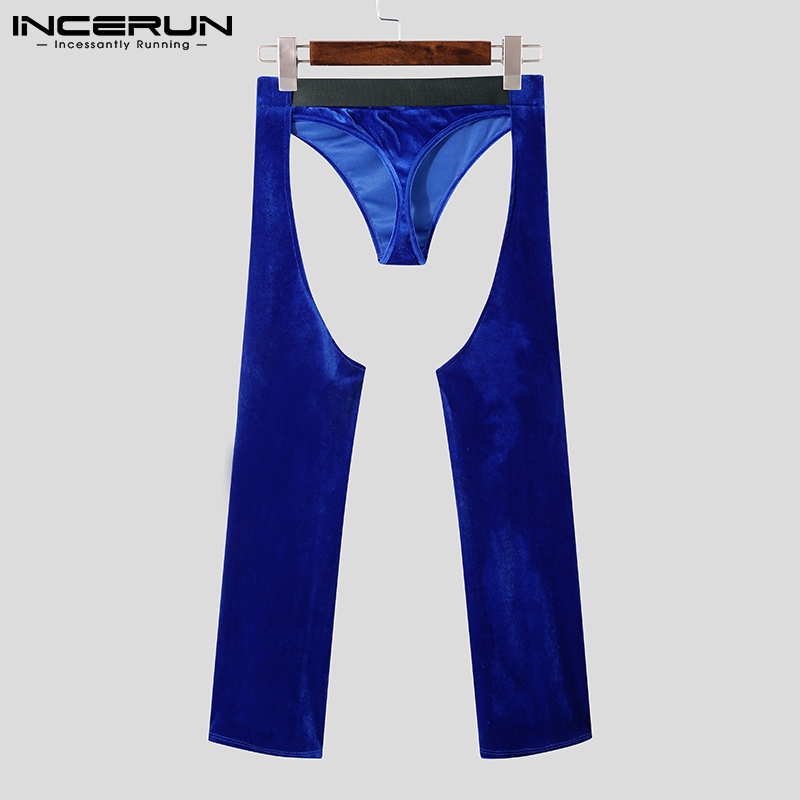 Quần dài INCERUN ống loe màu trơn thiết kế khoét lỗ thời trang quyến rũ cho nam