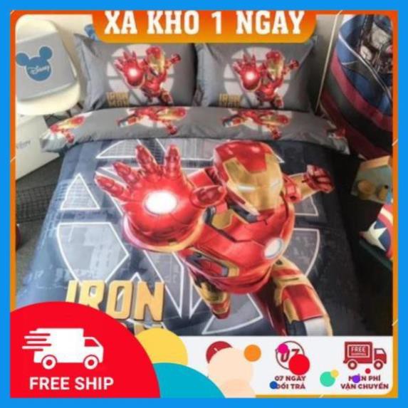 Bộ ga gối cotton hoạt hình Disney mẫu IRON MAN