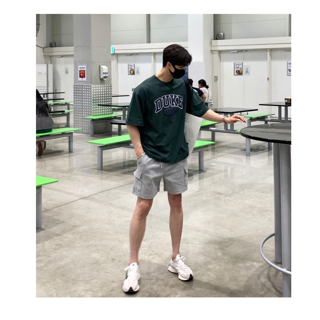 Áo Phông Nam Xanh DUKE Phong Cách UNISEX Ulzzang Mùa Hè, Cotton Thoải Mái Hoạt Động