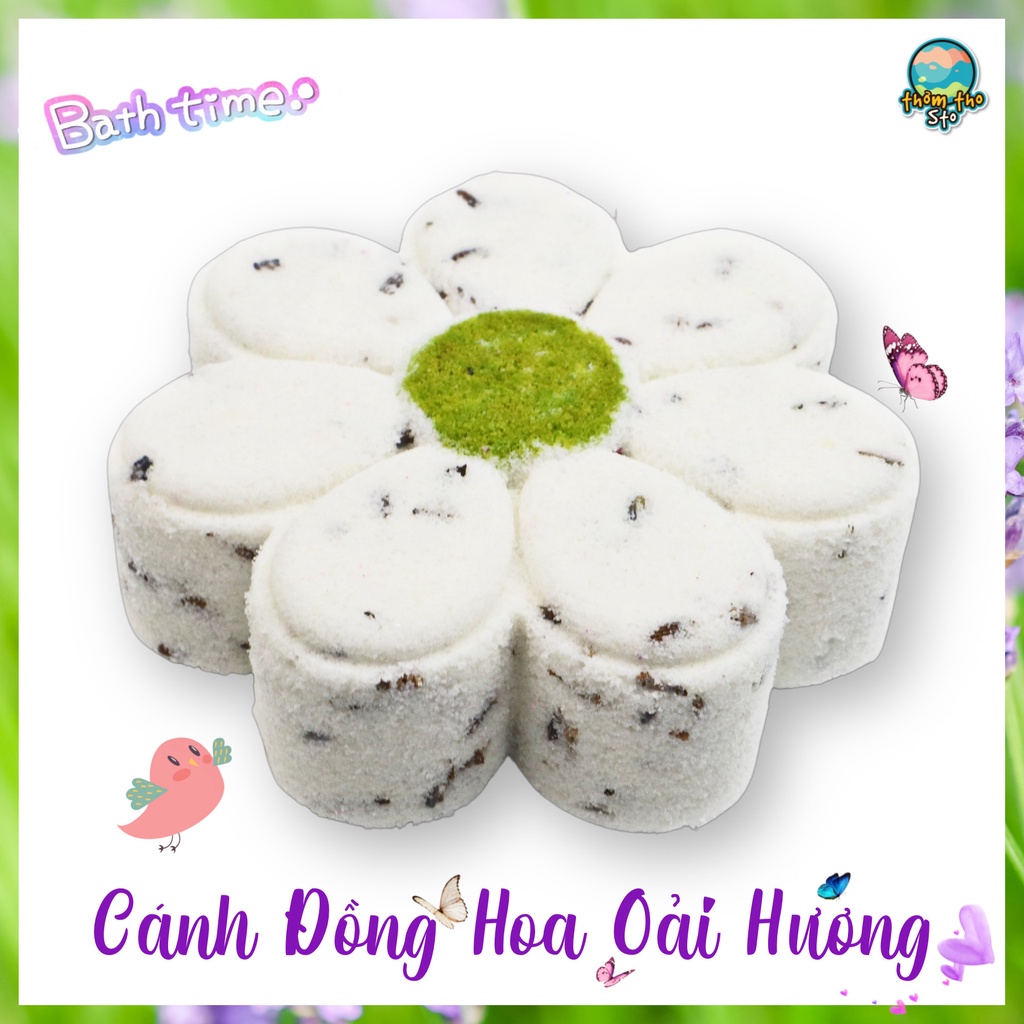 Bom tắm, viên sủi bồn tắm sủi bọt kem CÁNH ĐỒNG HOA OẢI HƯƠNG bath bomb