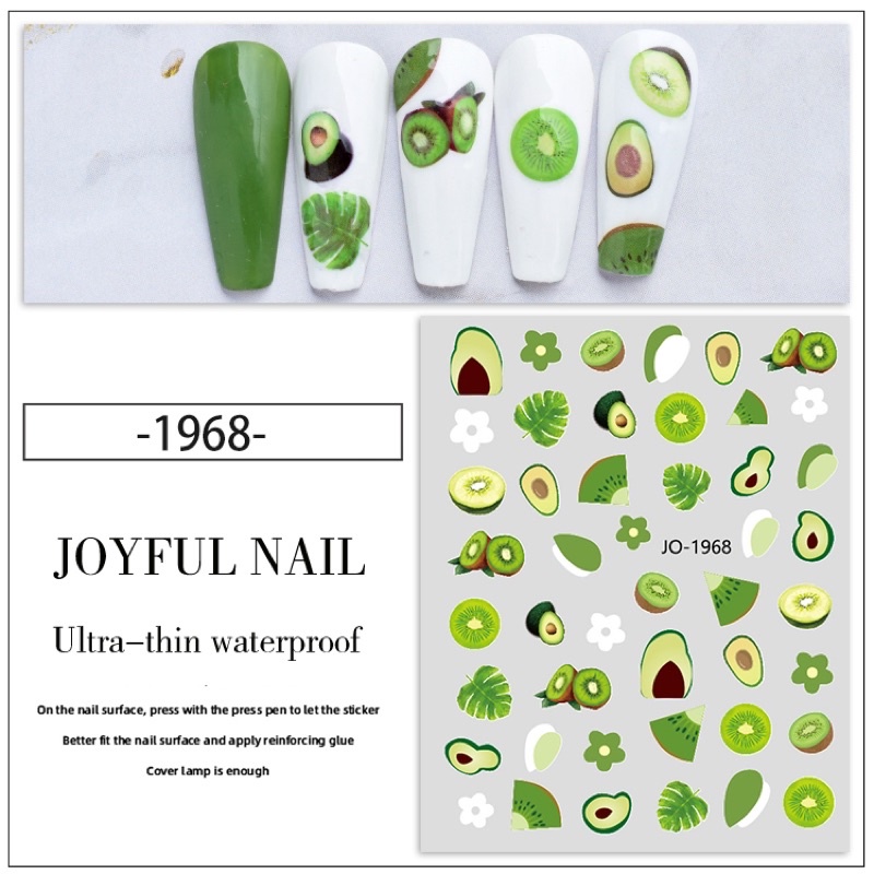 sticker 3d hoa quả mua hè dán móng tay nail