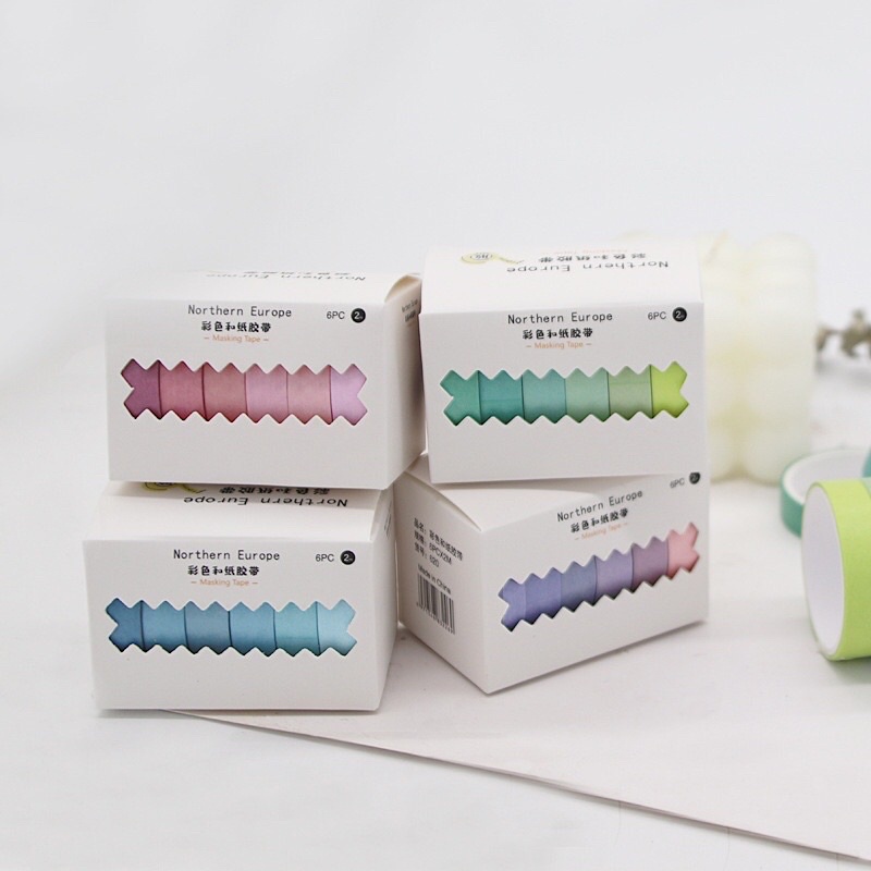 washi hôp 5 cuộn màu macaron trang trí sổ