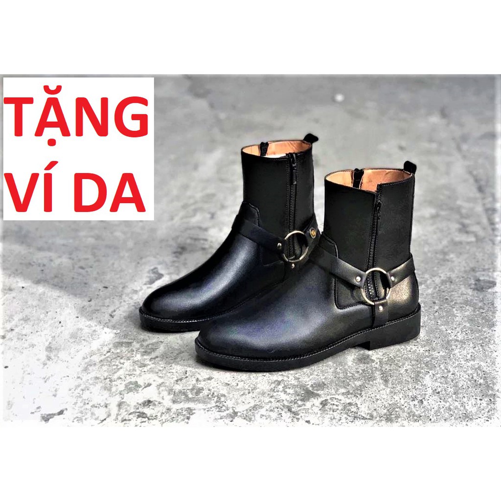 Giày da nam Harness Boots Da Bò Lộn Cao Cấp Đế Cao Su Êm Cực Bền Made in VIETNAM - BẢO HÀNH 12 THÁNG