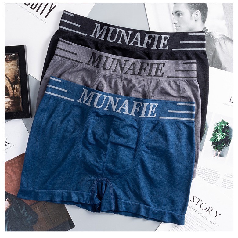 Quần Lót Nam Boxer Munafie Dệt Kim Co Giãn 4 Chiều + Túi Zip Sang Trọng QL04