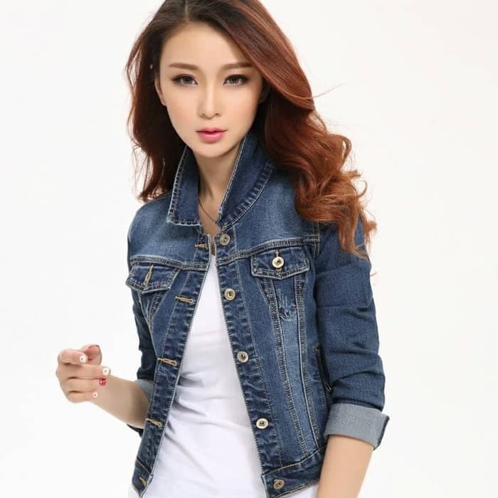 Áo Khoác Jean Nữ Màu Xanh Nhạt In Chữ Definitely Fasting!! Quần Jean Denim Levis Trẻ Trung Cá Tính Dành Cho Tuổi Teen