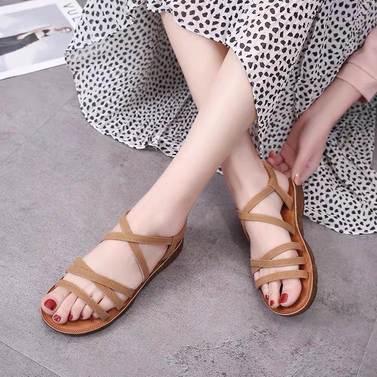 Sandal nữ quai dây chéo đế cao su dẻo xịn hàng QC SẴN HÀNG