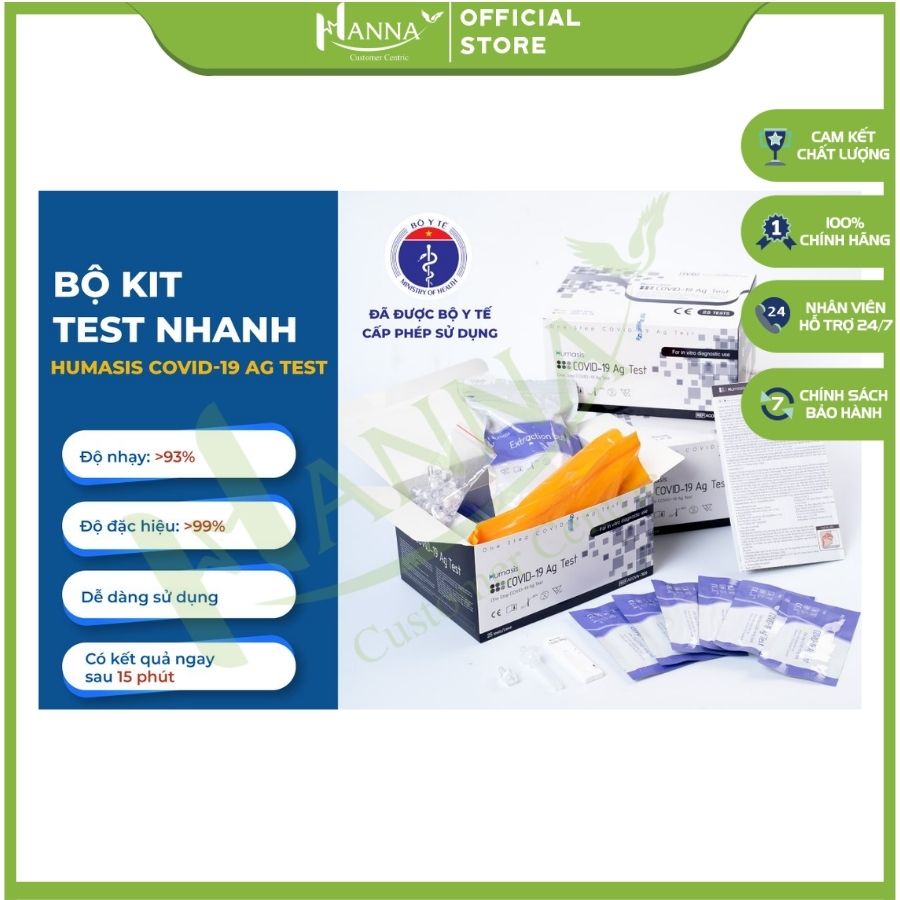 Test nhanh Humasis (Hộp 25 test), lấy dịch tỵ hầu, có kết quả sau 5p, tiện lợi, dễ dàng sử dụng, đầu que mỏng, không đau