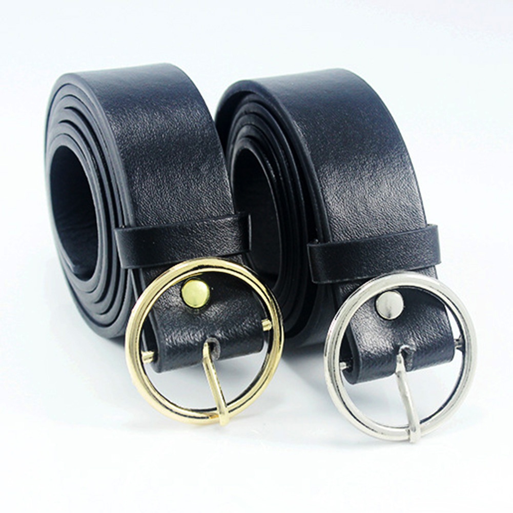 Thắt lưng quần jean giả da khóa chốt bằng kim loại hình tròn thời trang cho nữ