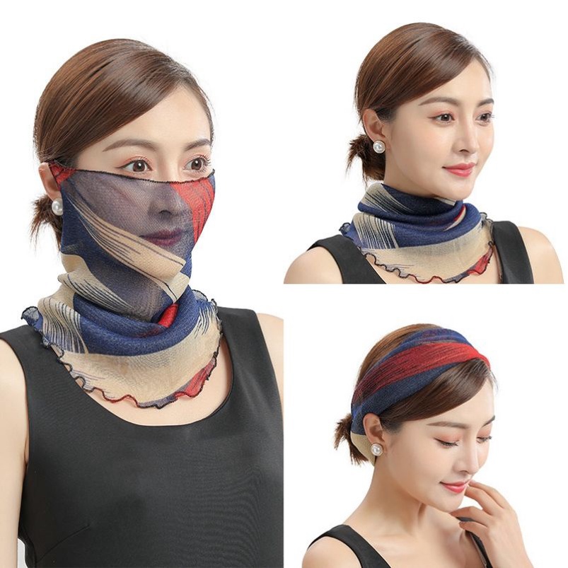 Khăn Choàng Cổ Kiêm Mặt Nạ Vải Voan Mỏng Chống Nắng Đa Năng Thời Trang Mùa Hè Cho Nữ