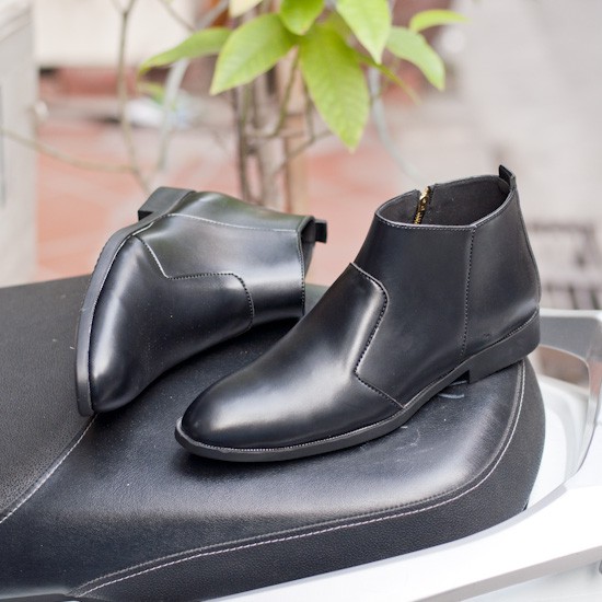 [Có Video Thật] Giày Chelsea Boot Nam Cổ Khóa Da Nhám Màu Đen Cực Chất - CB521-nhamkhoa(V)-Kèm Ví Da Bò Thật Handmade