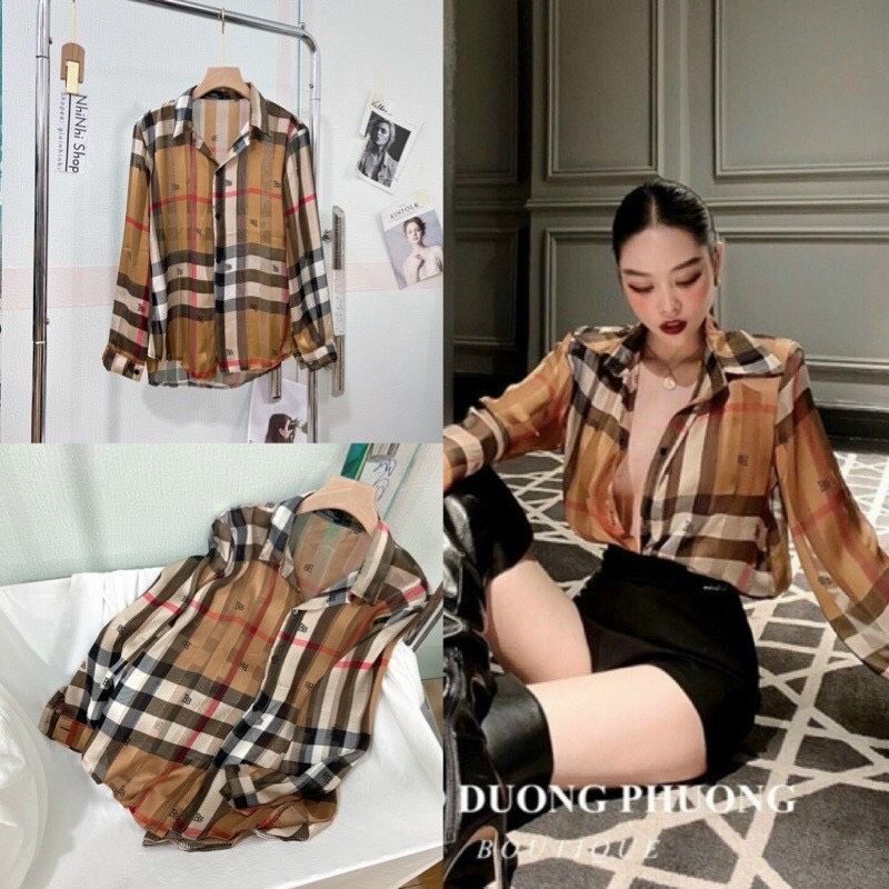áo sơ mi kẻ phối in chữ BB dài tay cá tính ( kiểu áo mỏng xem kỹ trước khi mua )