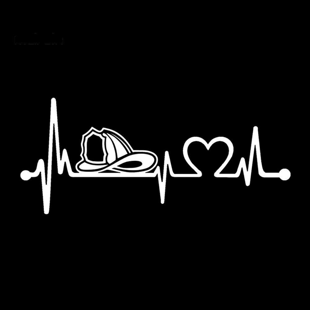 Sticker Dán Trang Trí Xe Hơi Hình Nhịp Tim Lính Cứu Hỏa