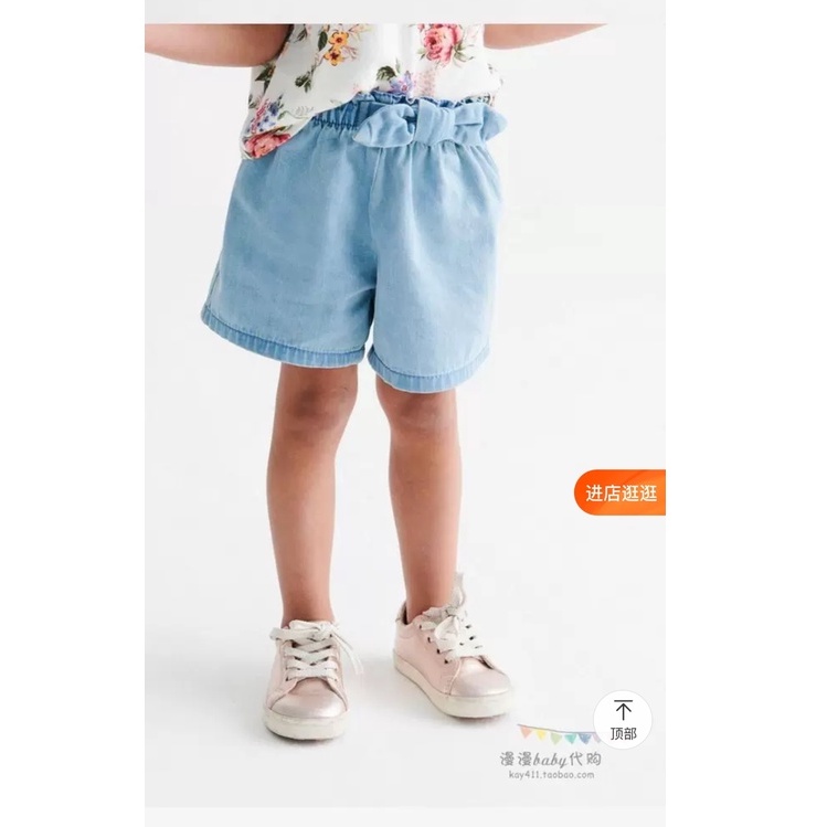 Quần short jean zara cạp bèo phối nơ điệu đà cho bé gái, chất mềm mượt thoải mái