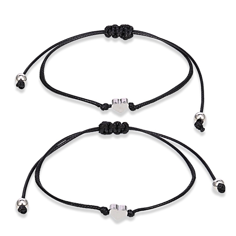 Vòng Tay Dây Bện Mặt Hình Trái Tim Cho Cặp Đôi