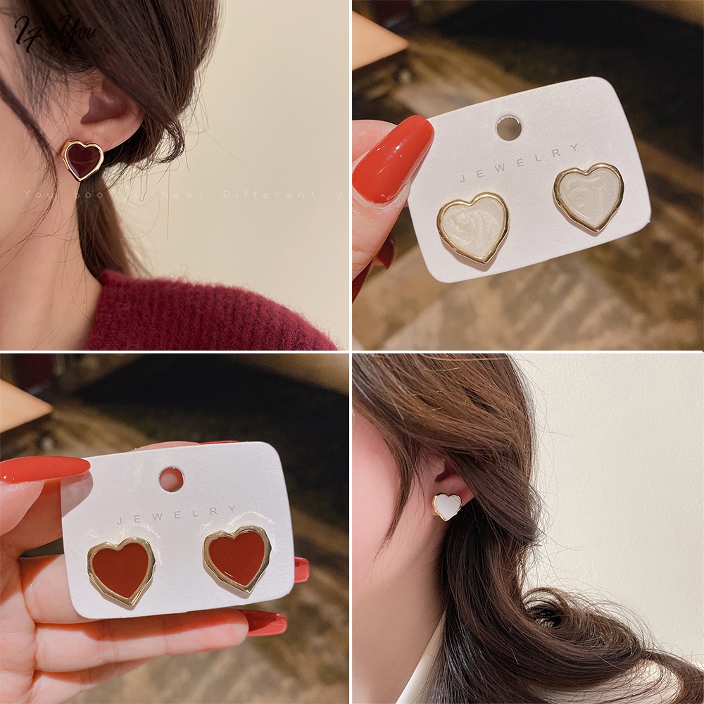 Bông tai nữ AY hình trái tim đơn giản thời trang