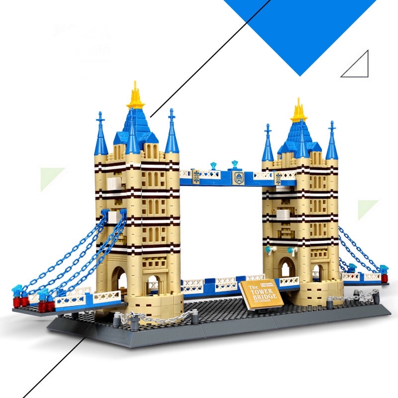 Lắp ráp mô hình cầu tháp - Wange 5215 Xếp Hình Kiến Trúc Cầu Tháp London Tower Bridge 969 Mảnh