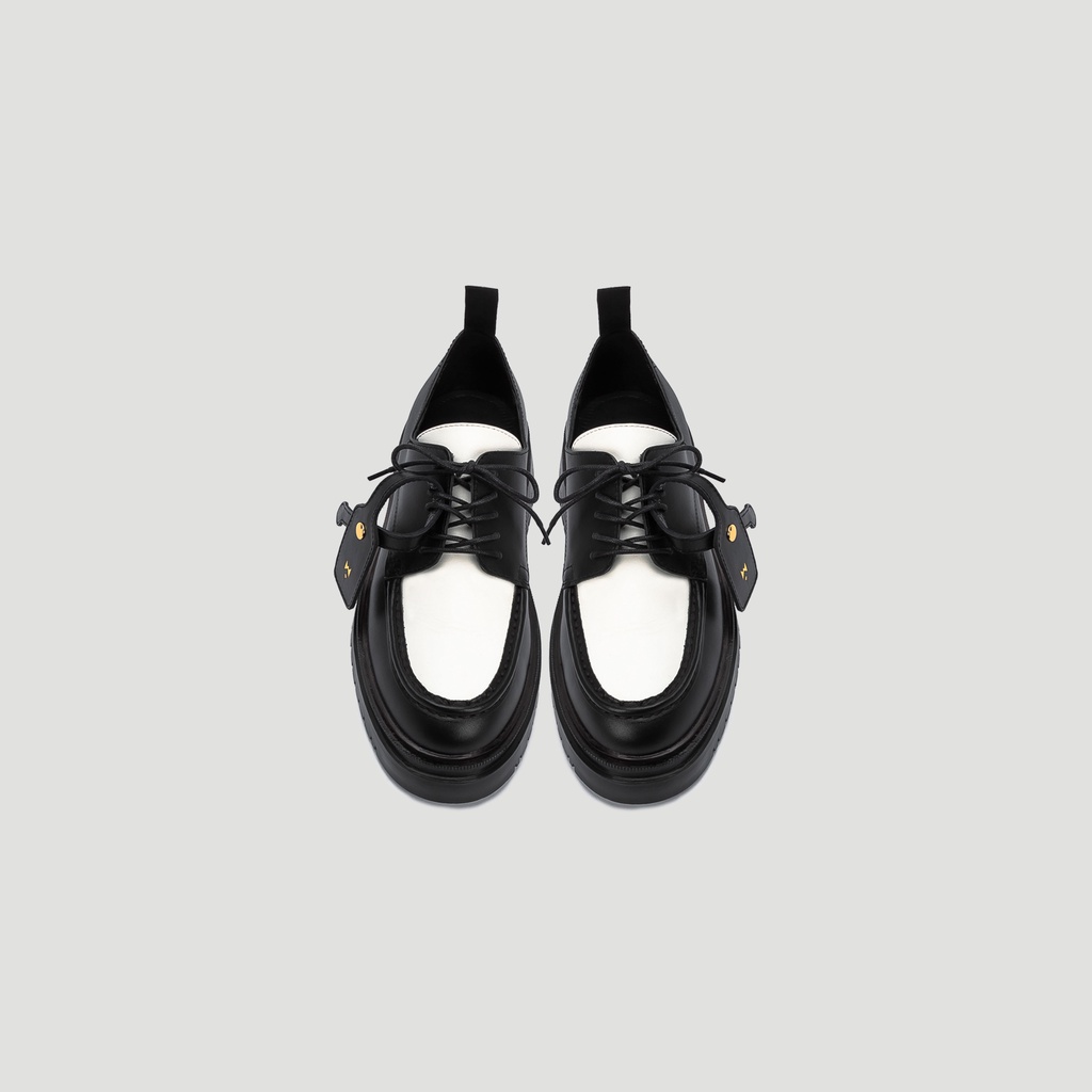 Giày Tây Nam Nữ THEWOLF CHUNKY DERBY - Trắng Đen | BigBuy360 - bigbuy360.vn