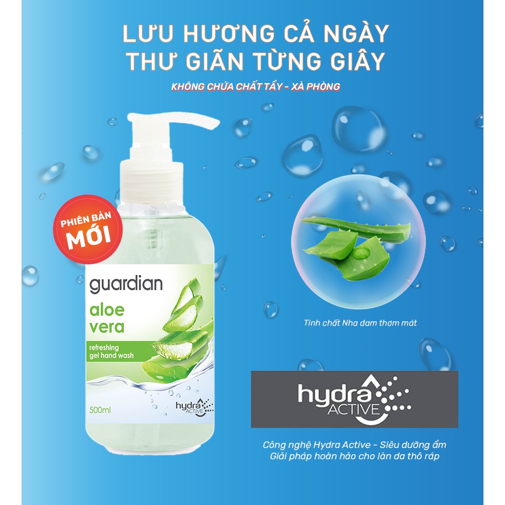 Gel Rửa Tay Guardian Nha Đam Tươi Mát 500ML