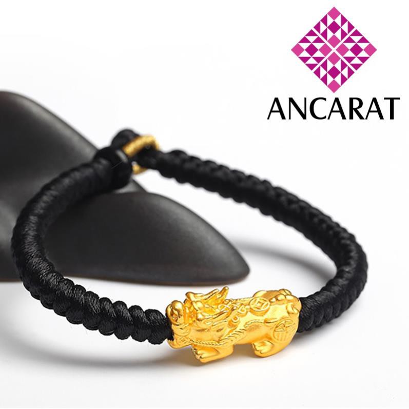 Vòng Tay Dây Vải Handmade [ANCARAT] Mix Tỳ Hưu Tài lộc Vàng 24K size tiểu