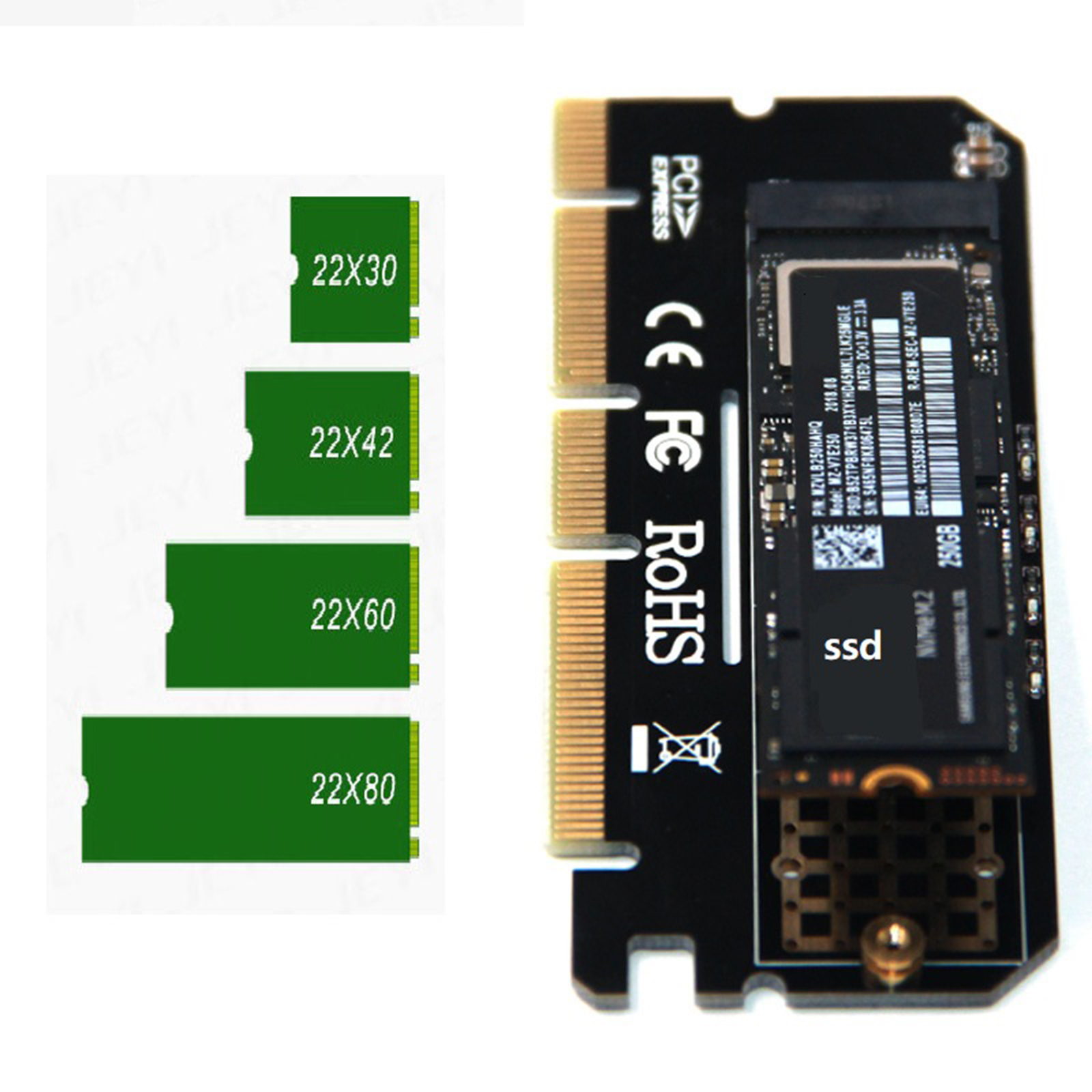 Adapter Pci Express 2280 Size M.2 Nvme Chuyển Đổi Sang Pcie Express 3.0 X4 X8 X16