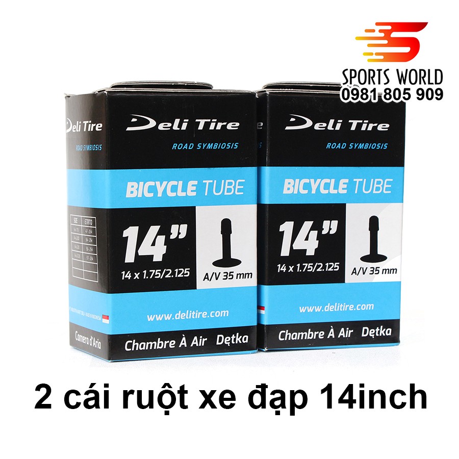 Ruột xe đạp 14x1.75/2.125 van xe máy dài 35mm DELI-TIRE