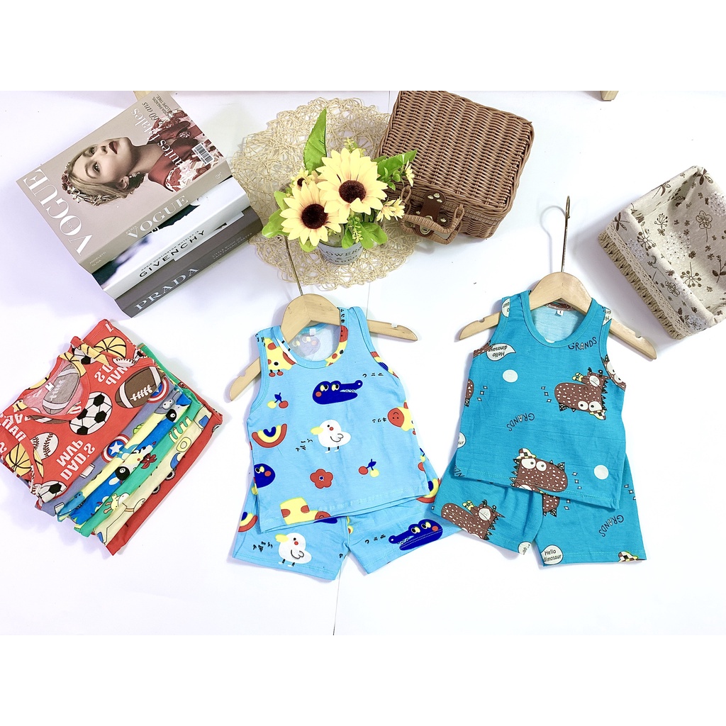 Bộ Ba Lỗ Cotton Nhiều Hình Cho Bé Trai Bé Gái Mềm Mịn