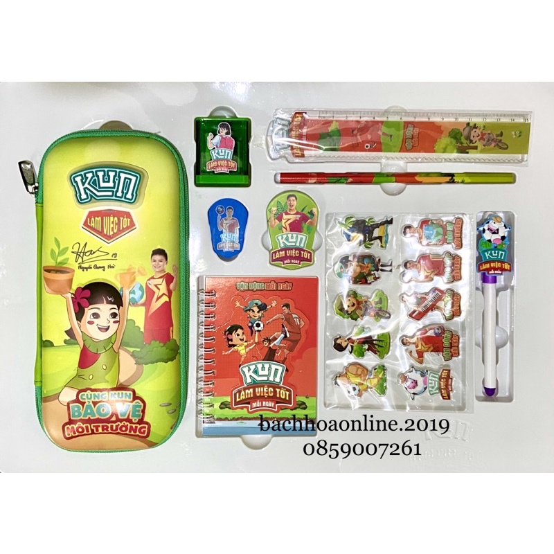 BỘ ĐỒ DÙNG HỌC TẬP KUN 9 MÓN - HÀNG KHUYẾN MÃI SỮA KUN
