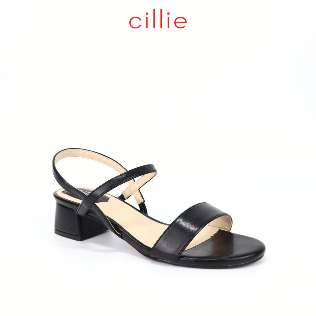 Giày sandal nữ quai ngang gót vuông cao 3cm Cillie 1011