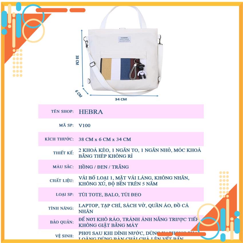 Túi Tote vải balo đẹp cao cấp đựng laptop chú Cừu Shaun, mốc Khoá vải V100 [Hot Trend]