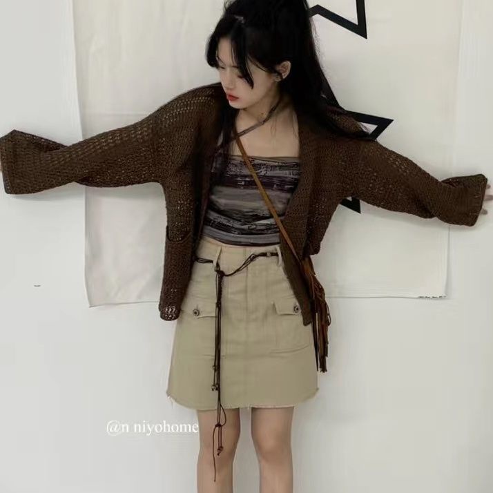 Áo Khoác Cardigan Y2k Chống Nắng Bằng Lụa Lạnh Mỏng Thời Trang Mùa Hè Cho Nữ
