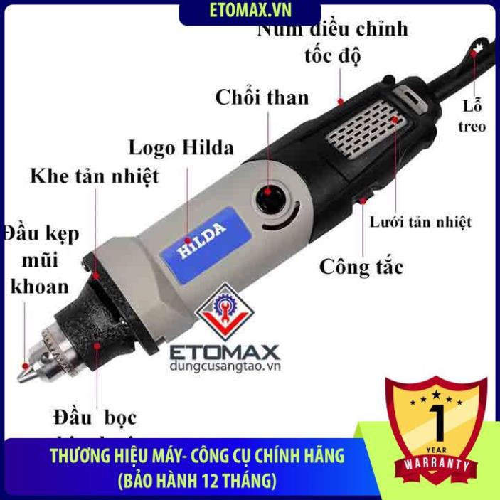 Máy Khoan Mài Đa Năng Chính Hãng HILDA>>Động Cơ Lõi Đồng Cao Cấp>>Công Xuất 400W