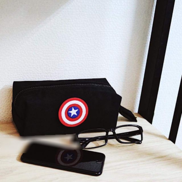 Túi bút phối patch ủi full black( khách tự ủi)