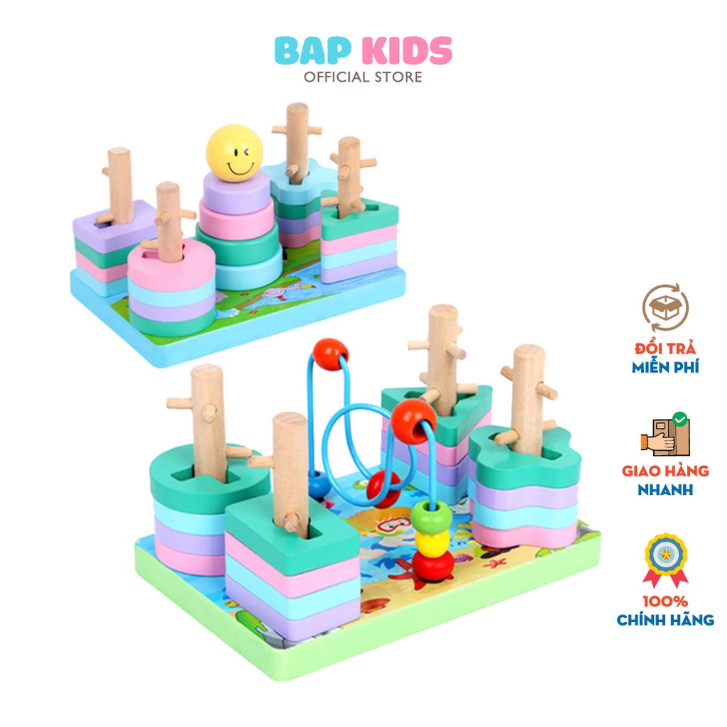 Đồ chơi BAPKIDS Bộ thả hình khối cao cấp nhiều màu sắc