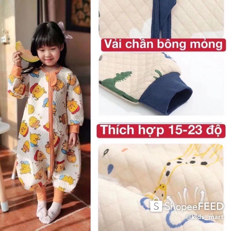 Ninikids:CHỌN MẪU Túi ngủ cotton chần bông 3 lớp, túi ngủ cho bé