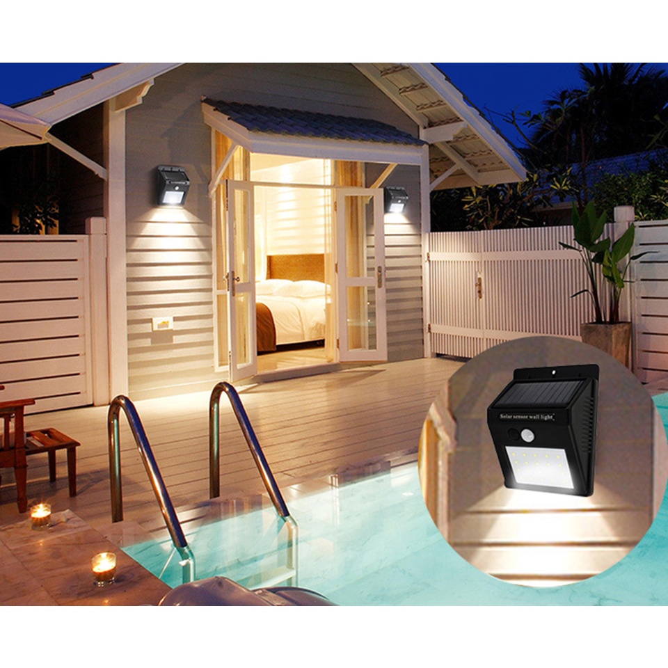 Đèn Led Cảm Biến Bật Tắt Tự Động, Sử Dụng Pin Năng Lượng Mặt Trời