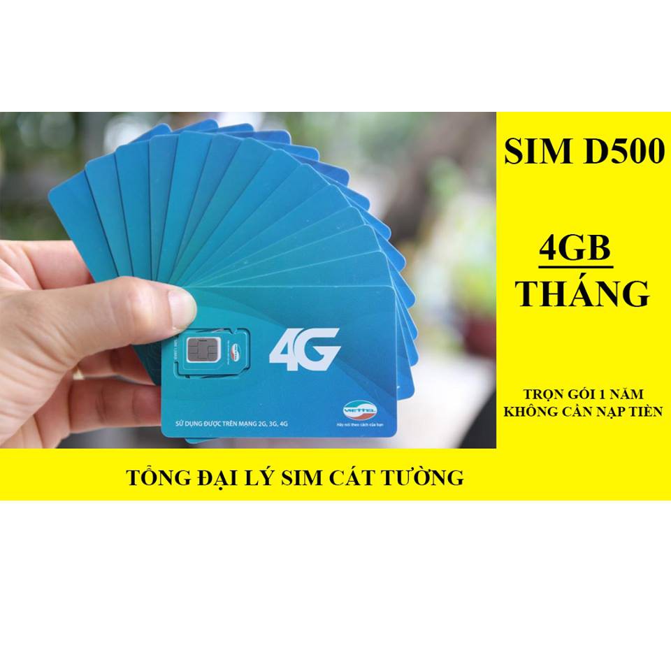 SIM 4G VIETTEL D500 1 NĂM KHÔNG NẠP TIỀN