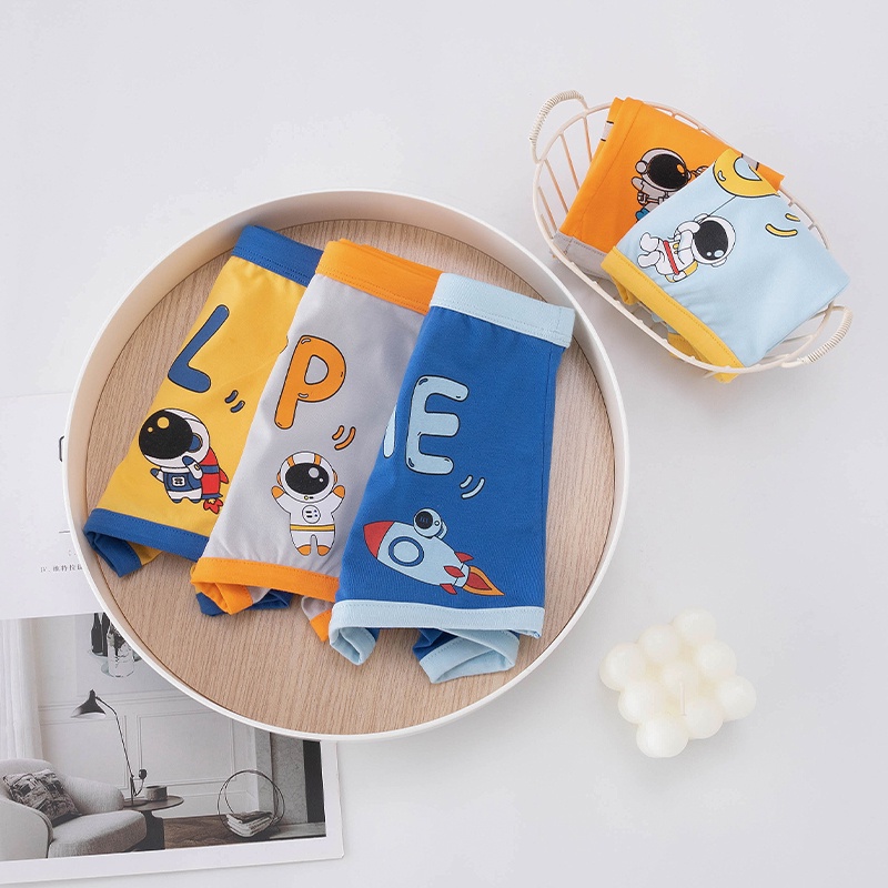 [THOMAS Kids] Set 5 Quần Lót Boxer Cotton Thoáng Khí Thoải Mái Họa Tiết Phi Hành Gia Hoạt Hình Cho Bé Trai 3-12 Tuổi Bán Sỉ
