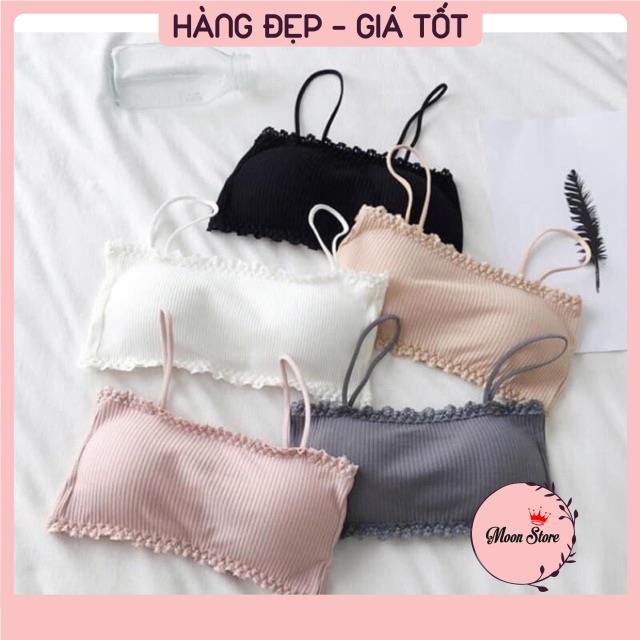 Áo bra cotton quây 2 dây viền ren siêu đẹp 8832