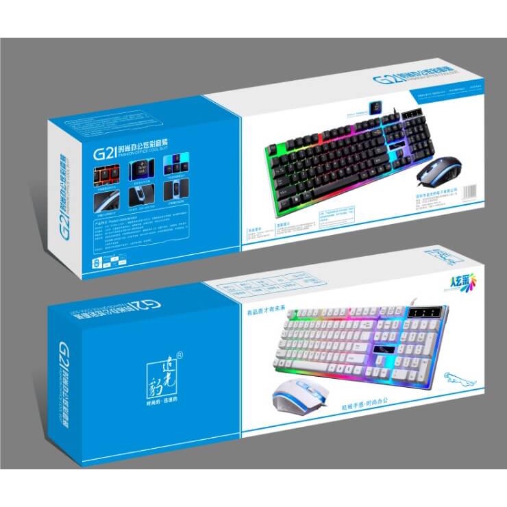 Bàn Phím Gaming Kèm Chuột Có Đèn Led 7 Màu G21, Phím Giả Cơ Led Siêu Đẹp Chuyên Chơi Game, Văn Phòng Cho PC Và Laptop