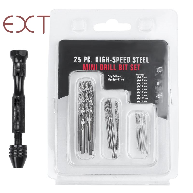 Hand Twist Drill Set with 25pcs 0.3mm to 3.0mm Micro-Drill Bits