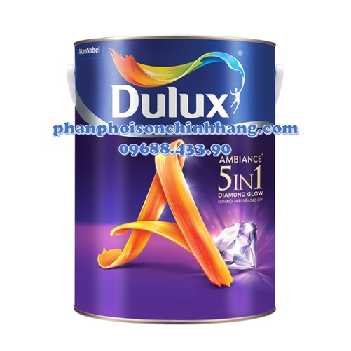 Sơn nước nội thất siêu cao cấp DULUX AMBIANCE 5 IN 1 DIAMOND GLOW Siêu bóng - 66AB (5L,15L)