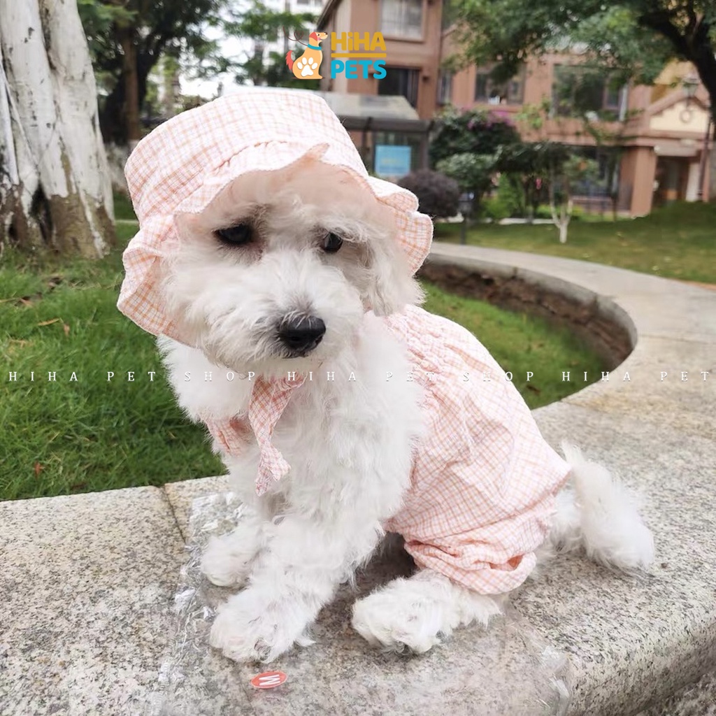 Quần Áo Cho Chó Mèo 4 Chân Dễ Thương Có Nón Quần Áo Thú Cưng Jump Sọc Dễ Thương Hihapet.