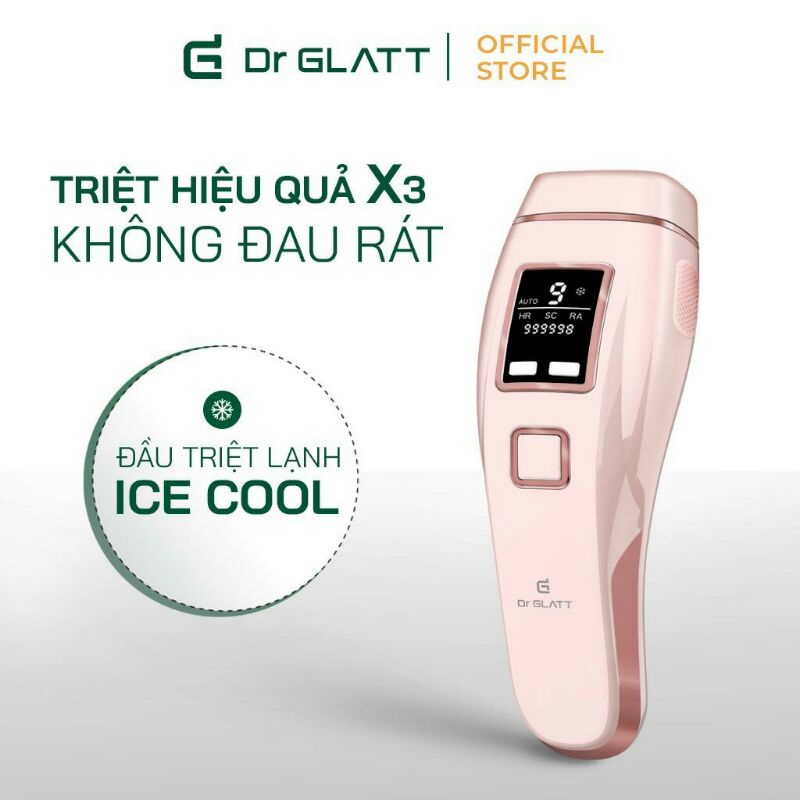 Máy triệt lông IPL PRO ICE COOL Dr Glatt 999999 xung tích hợp hỗ trợ trẻ hóa và giảm mụn. Bảo hành 2 năm