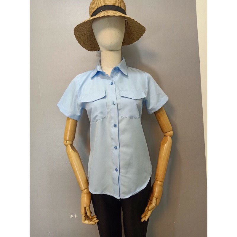 💚 Áo Sơ Mi Nữ Tay Ngắn 💚  2 Màu Xanh Min và Xanh Biển 💚 | BigBuy360 - bigbuy360.vn