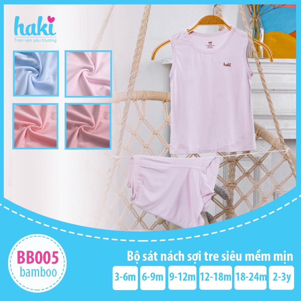 Bộ quần áo sát nách vải tre (Bamboo) cao cấp siêu mềm mịn cho bé HAKI BB005