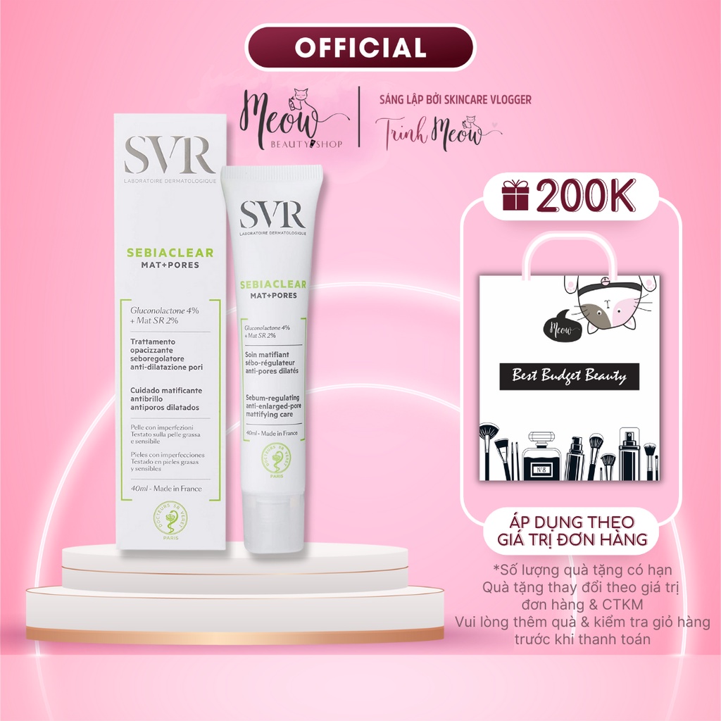 Kem dưỡng da SVR làm giảm mụn Sebiaclear Mat + Pores 40ml