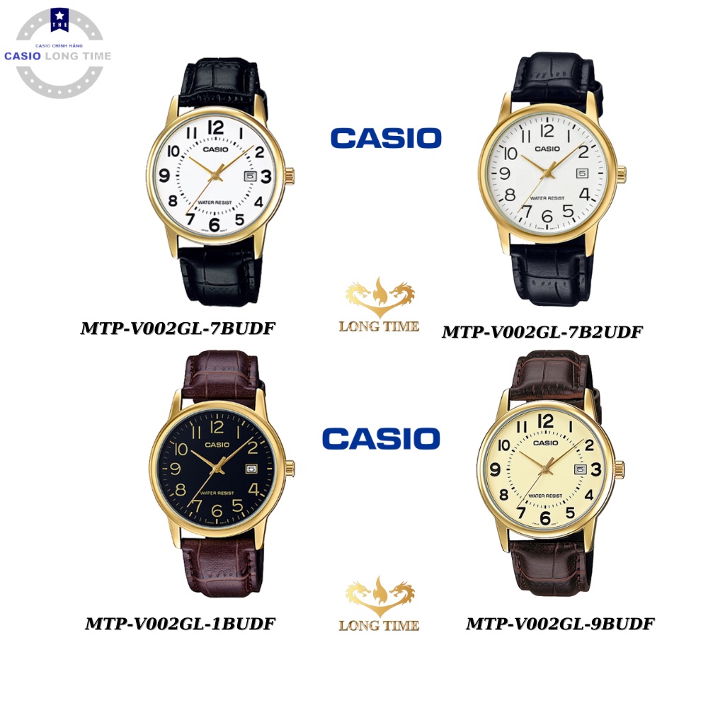 Đồng hồ Casio Nam MTP-V002GL chính hãng dây da chống nước chống nước độ sâu 50m bảo hành quốc tế 12 tháng