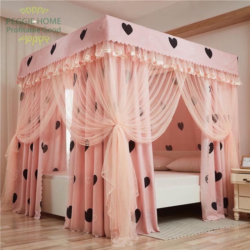PEGGIEHOMERèm cửa phòng ngủ nhà sàn lưới chống muỗi bụi và gió tích hợp dày kín giường hoàn toàn đơn đôi