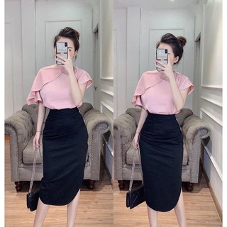 sét áo lụa sần - chân váy umi hàn