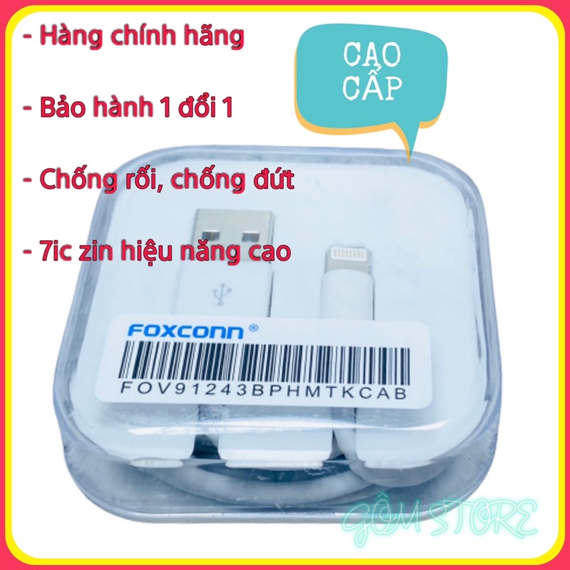 Dây sạc IPFoxconn thép chống đứt,đầu đúc chống gãy đầu,made in VN chất lượng cao